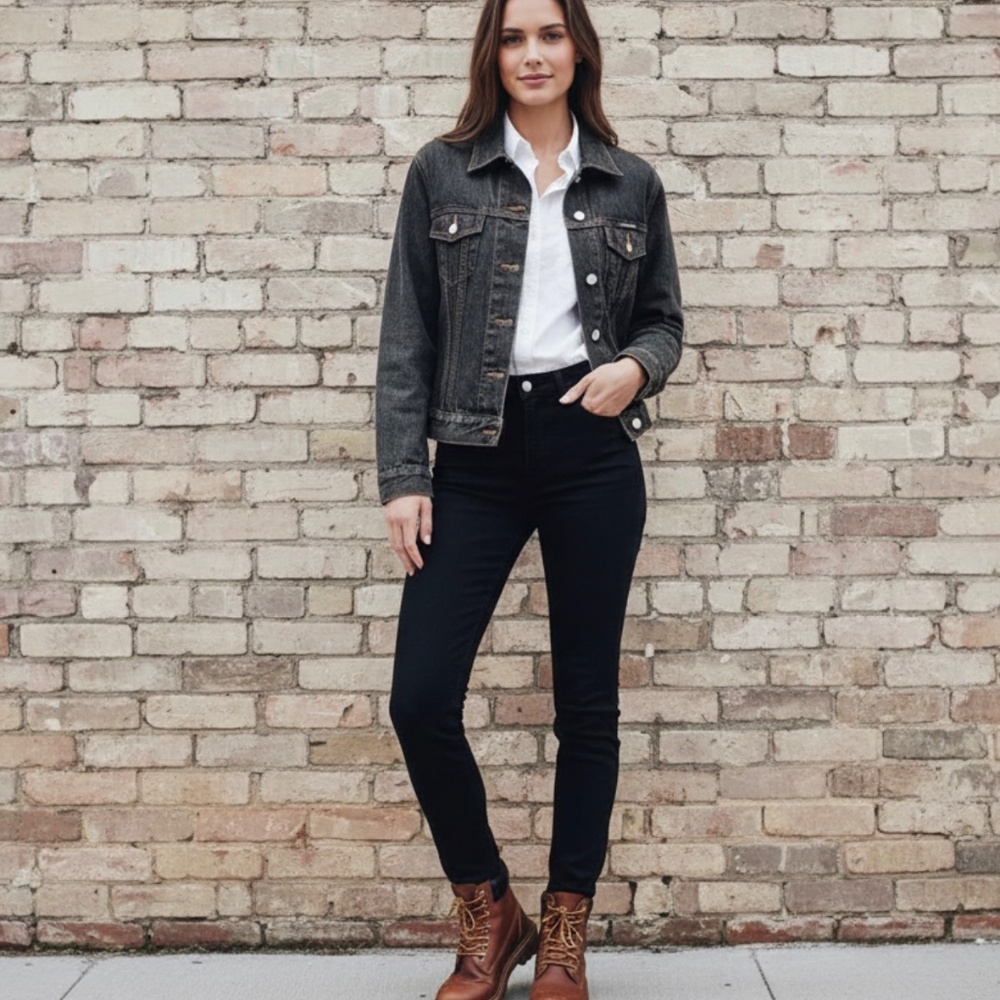 BOGO Parker's Jeans Women's Black Denim Trucker  Jacket Size M